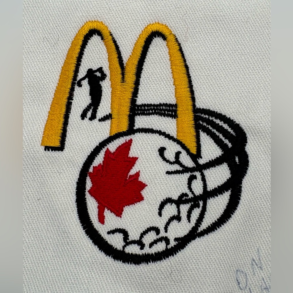 McDonald’s Canada sew on patch embroidered Golfer Golden Arches Maple Leaf 4”